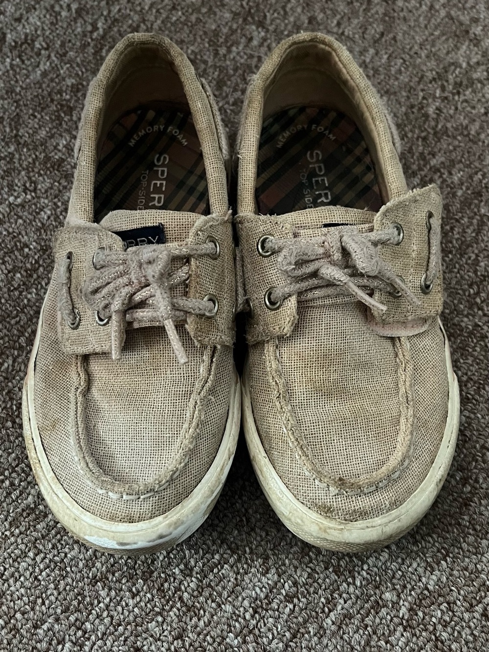 Sperry Kids Beige Canvas Boat Shoes - Lace-Up Slip-On